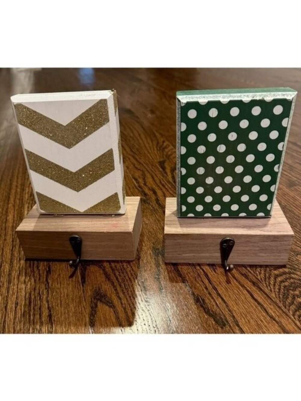 Christmas Stocking Lot Holders Chevron Polka Dot Glitter Wooden Mantle Holiday